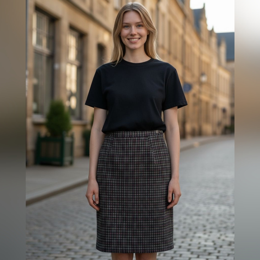 🍂 GUCCI Spa Made In Italy Vintage 80s Wool Blend Womens Midi Skirt Size 42